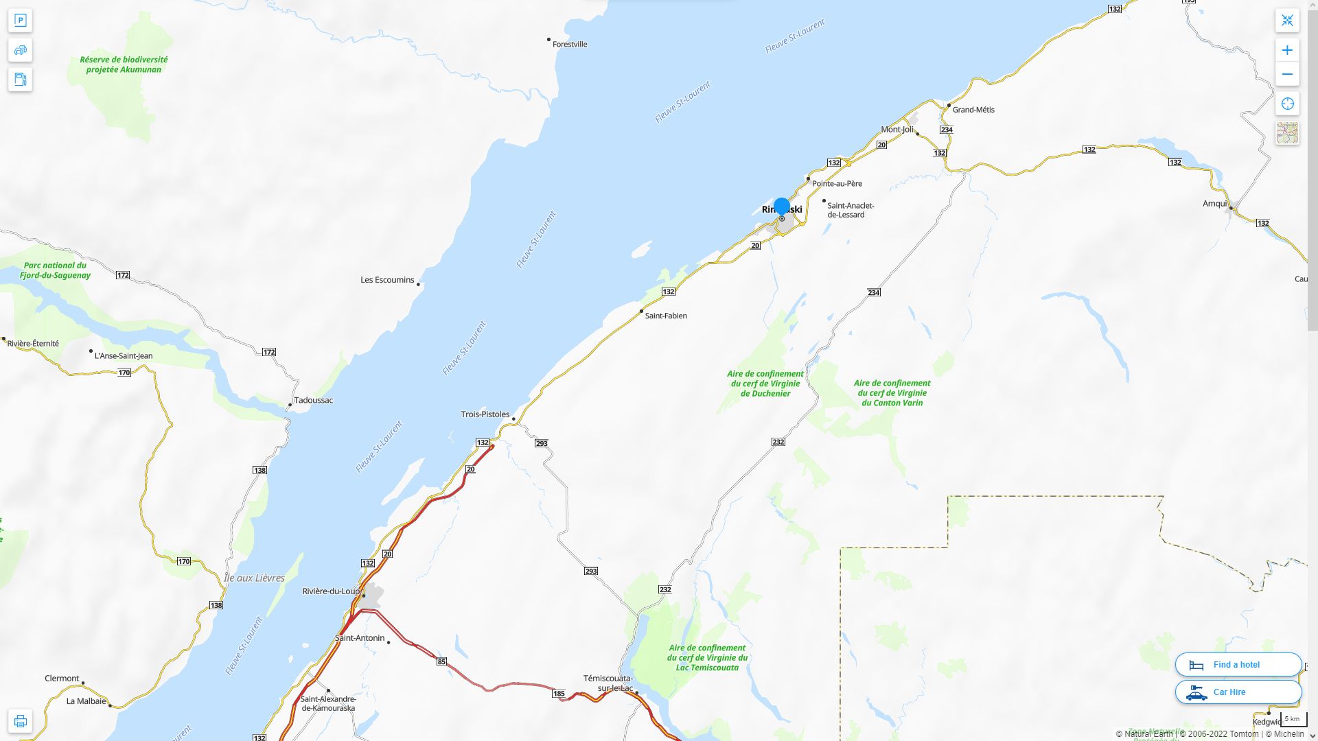 Rimouski Canada Autoroute et carte routiere